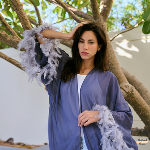 Feathered Sheer Kimono